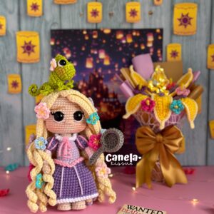 rapunzel y pascal patrón digital 2 en 1