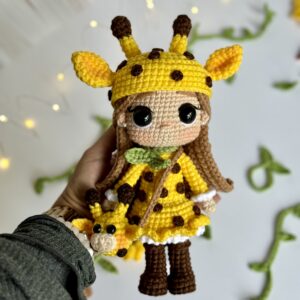 chica jirafa patrón digital